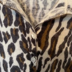 Angora/Lambswool/Nylon leopard print cardigan